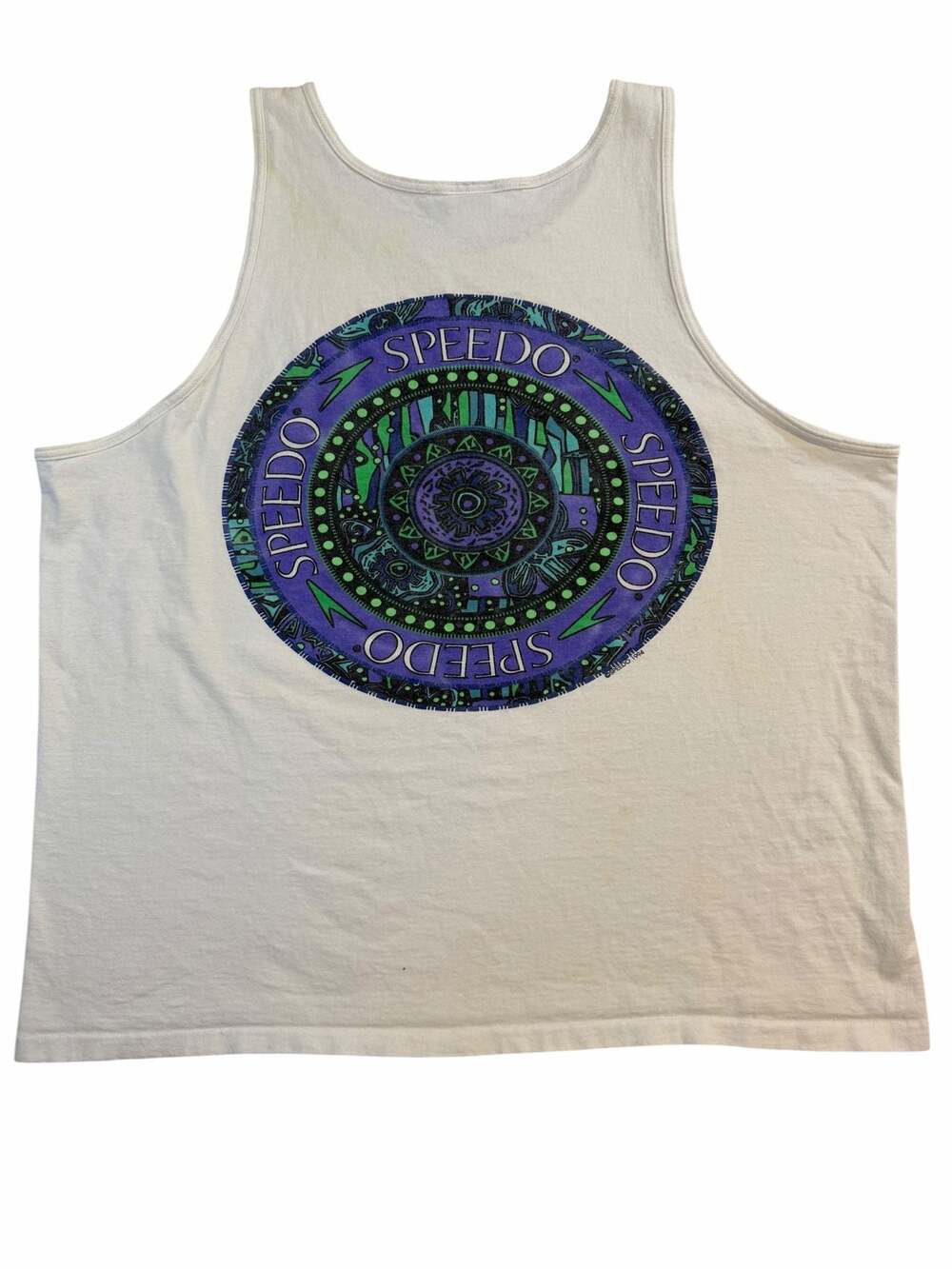 Vintage Speedo Tank Top XL Made USA 1994 Graphic Logo Beach Swim Shirt